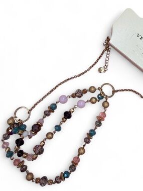 Versona Layered Beaded Necklace in Pink, Teal & Gold-tone